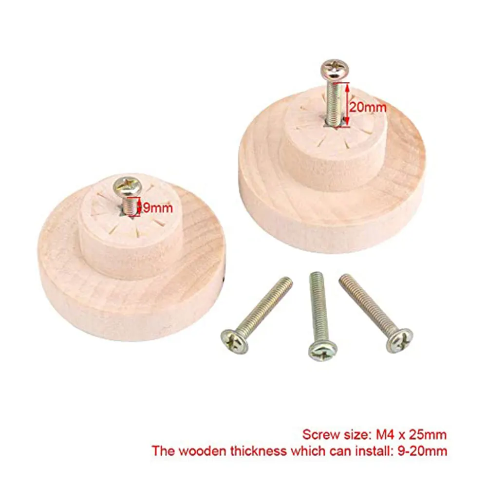 10/20pcs Home Accessory 50x25mm Natural Wood Bedroom Furniture Handles Round Pull Knobs For Drawer Shoebox Cupboard Cabinet Door |