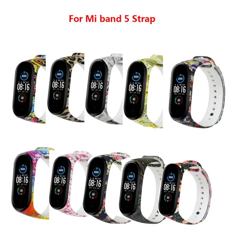 

Replaceable Silicone Bracelet For Mi Band 5 Varied Flowers Printing Bracelet Fashionable Sport Wrist Strap For Xiaomi Miband 5