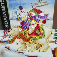 8pcs diy diamond painting greeting card mosaic christmas embroidery postcard