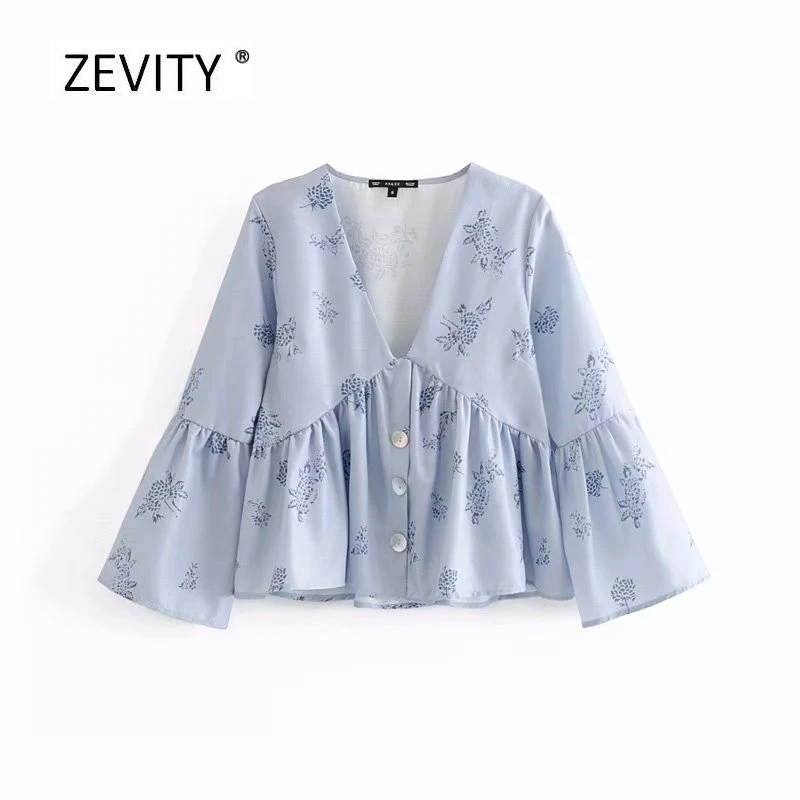 Новая Женская мода с v образным вырезом цветочным принтом Повседневная Свободная