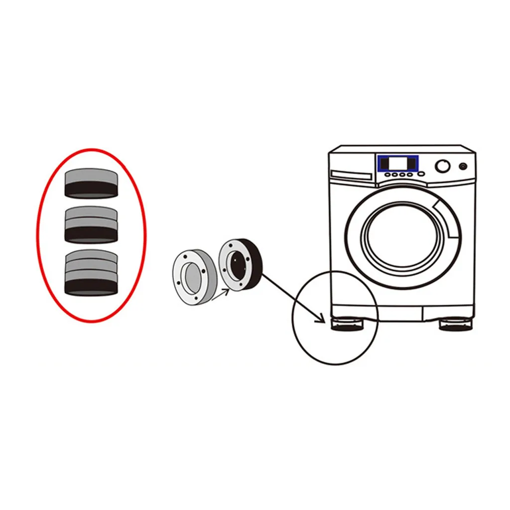 

Washing Machine Base Damper Furniture Foot Pad Anti-Vibration Washer 4 Feet Pad Non Slip Fridge Rubber Support Stand Holder
