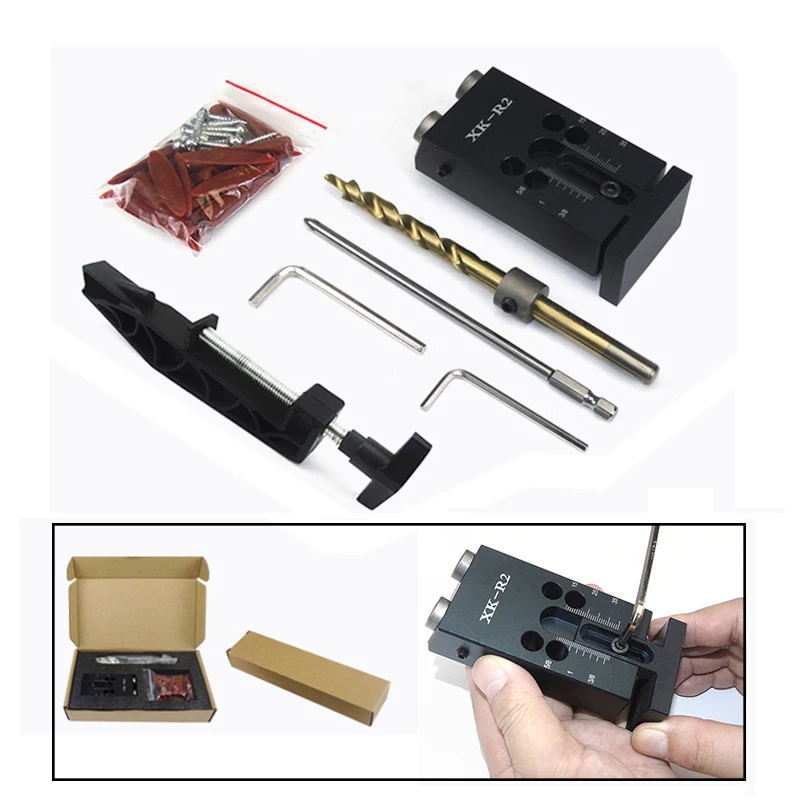 

Pocket Hole Jig Kit System for Wood Working & Joinery and Step Drill Bit & Accessories Woodworking DIY Tool