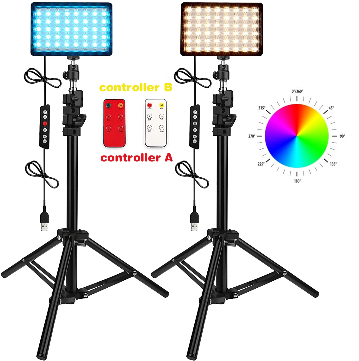 

JYYXF DF-C3 RGB Video Light 10W 2500-6500K Panel Extendable Light Stand LED Fill Lamp for Video Makeups Live Stream Photo Studio