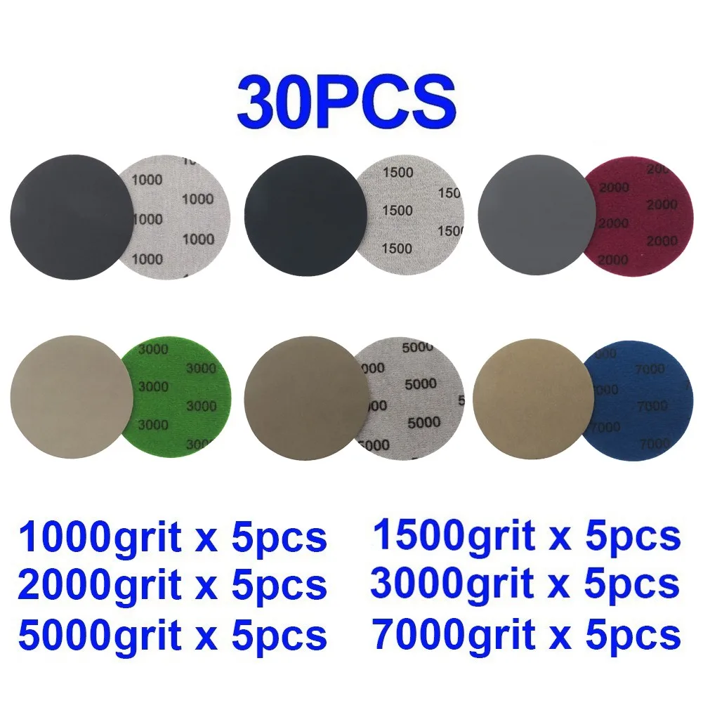 

1000 1500 2000 3000 5000 7000 Sanding Discs 3 Inch 30pcs Discs Sanding