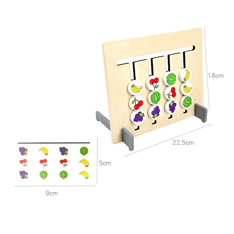 

Kids Montessori Toys Educational Learning Wooden Toys Four Colors and Fruit Double Sided Pairing Children Logical Reasoning Game