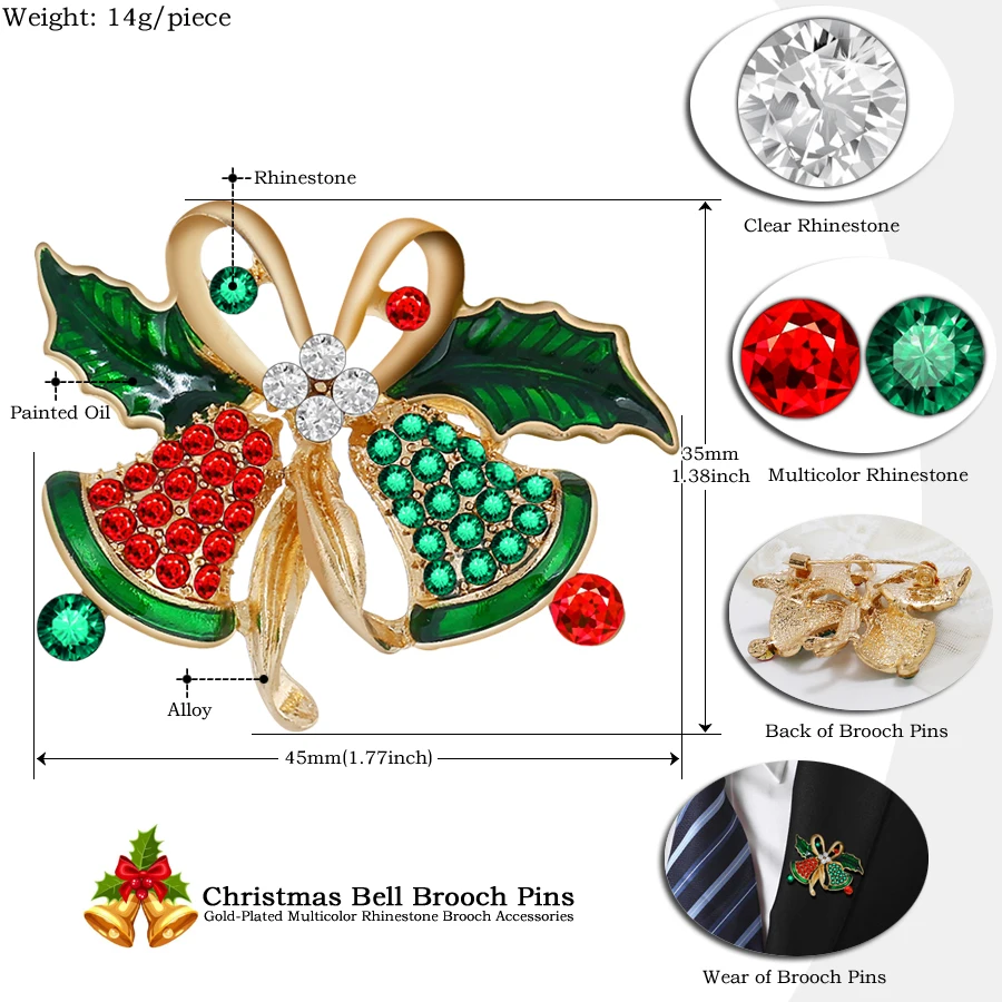Хрустальная Рождественская красочная брошь булавки мужской значок Прекрасный