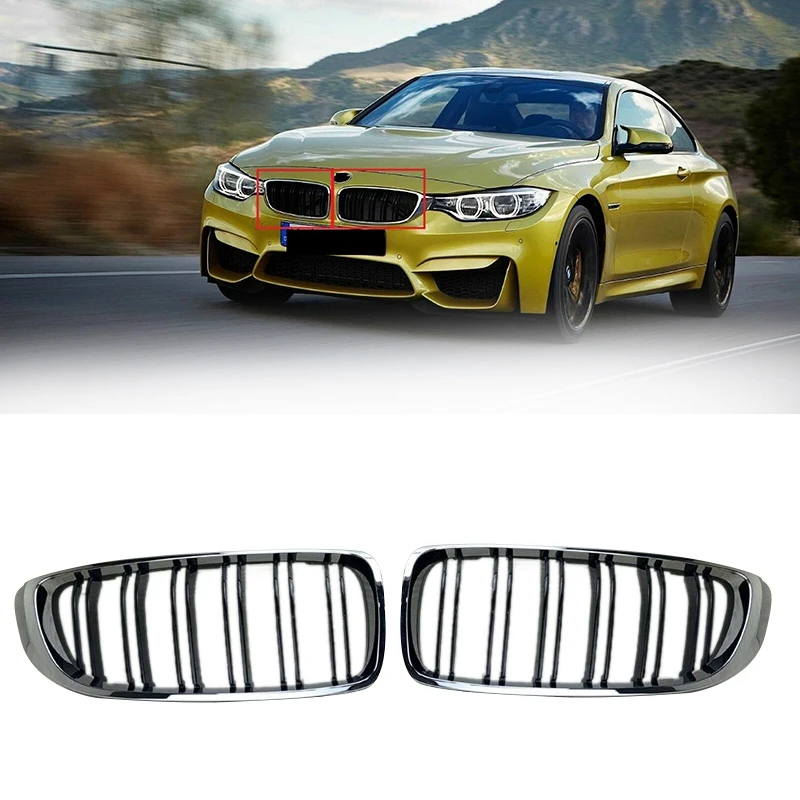 

Car Chrome Gloss Black M Look Front Grill Fit For-BMW 4-Series F82 F80 F32 F36 F33 14-17