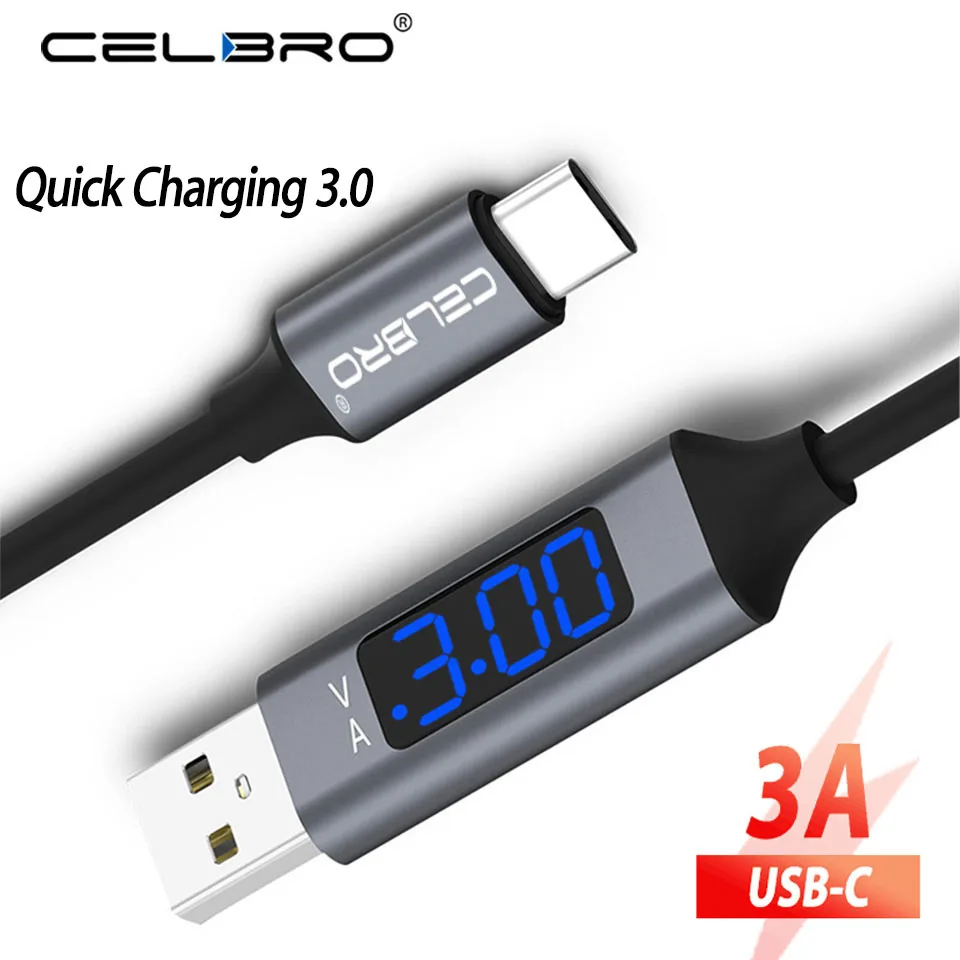 Светодиодный Ti mi ng Дисплей Usb Тип C кабель Quick Charge 3,0 быстрая Зарядное устройство кабель для Xiaomi mi 9 8 6 huawei P20 Pro зарядный кабель