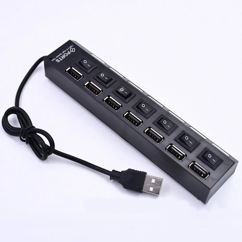 

LB18 switch extension hub 7-port USB2.0 hub Computer USB extension hub one drag seven USB2.0 splitter On / Off Switches