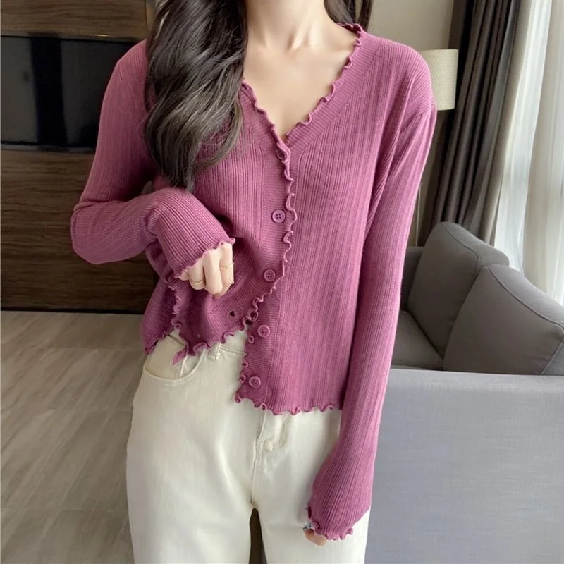 

Осенняя одежда, новинка 2021, кардиган, свитер, Женский весенне-осенний Тонкий облегающий свитер с коротким V-образным вырезом, пальто