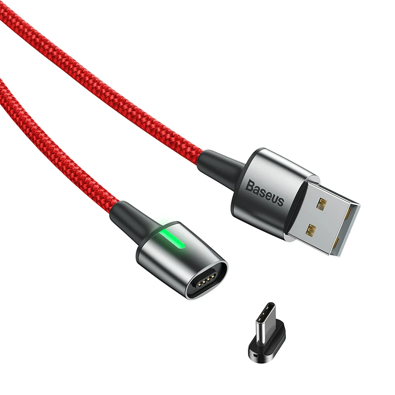 Baseus светодиодный магнитный usb-кабель для apple светильник с разъемом микро usb type c кабель для iPhone samsung huawei xiaomi зарядка Android - Тип штекера: USB Type c Red