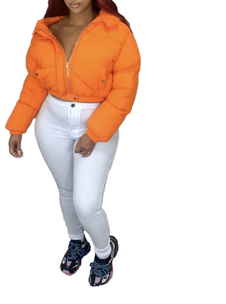  S-2XL Cropped Puffer Jacket Women Warm Hooded Parka Bubble Coat Winter New Clothing Streetwear Fashion Outwear