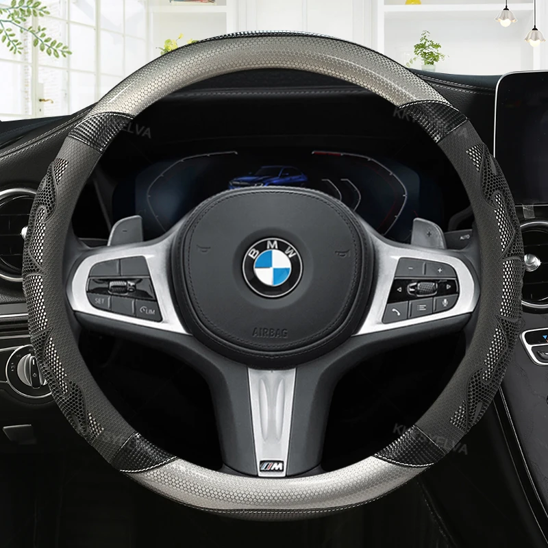 

Car Carbon Fiber Leather Steering Wheel Covers Interior Accessories 38cm for BMW F01 F06 F30 F10 F15 F16 F20 F21 F25 Car Styling