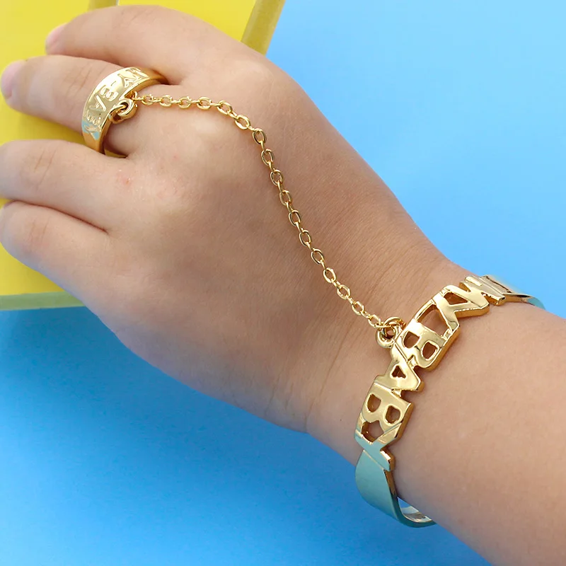 JH новая мода с открытыми пальцами Очаровательные золотистые детский браслет на