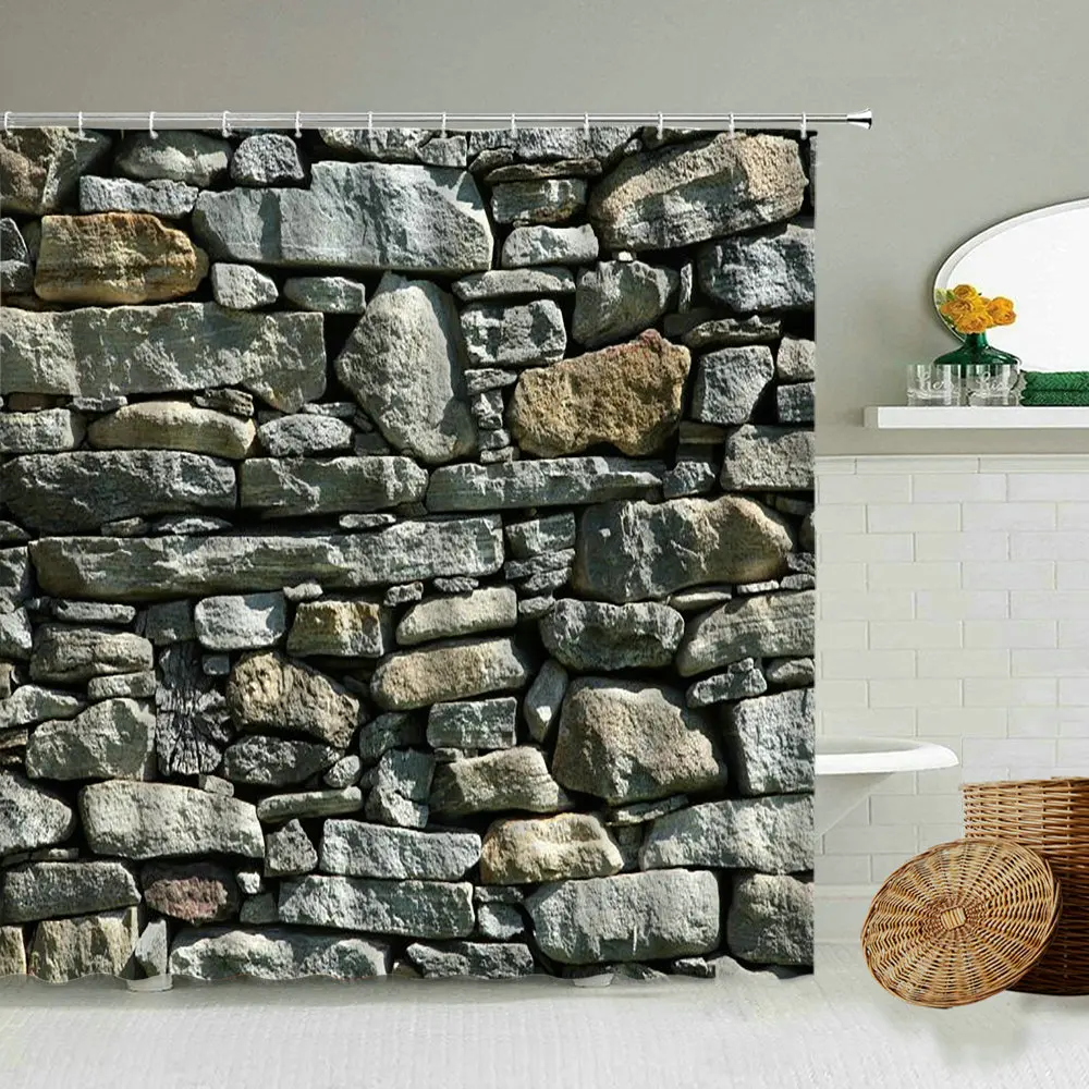 Забавная занавеска для душа с каменной галькой европейская ретро старинная