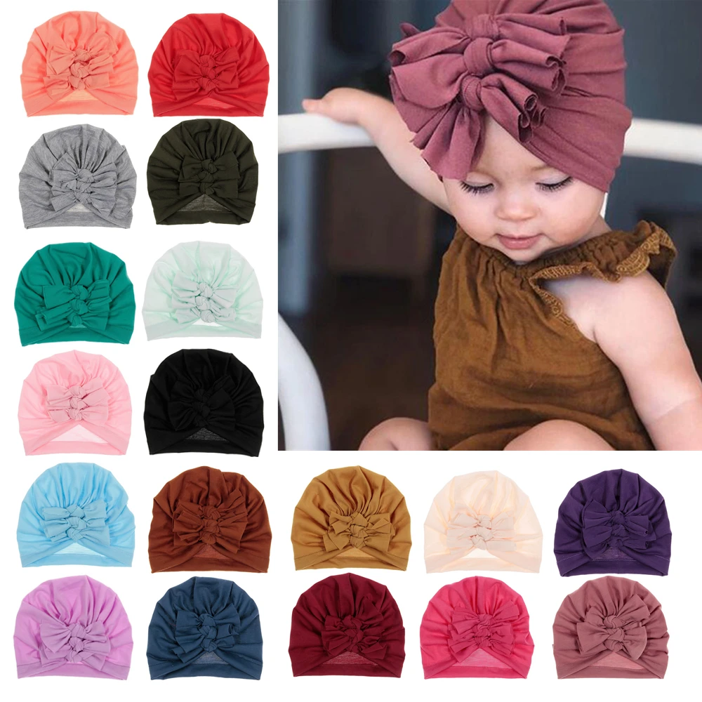 

Yundfly New Winter Autumn Baby Girls Hat Bow Cotton Knitted Knot Warm Children Hat Kids Newbworn Bonnet Cap Beanie Cute Headwear