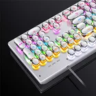 Механическая игровая клавиатура в стиле панк, RGB-подсветка, в стиле ретро, полноразмерные клавиши, 104 клавиши, Проводная клавиатура для ПК, ноутбука, синий, коричневый, черный переключатель