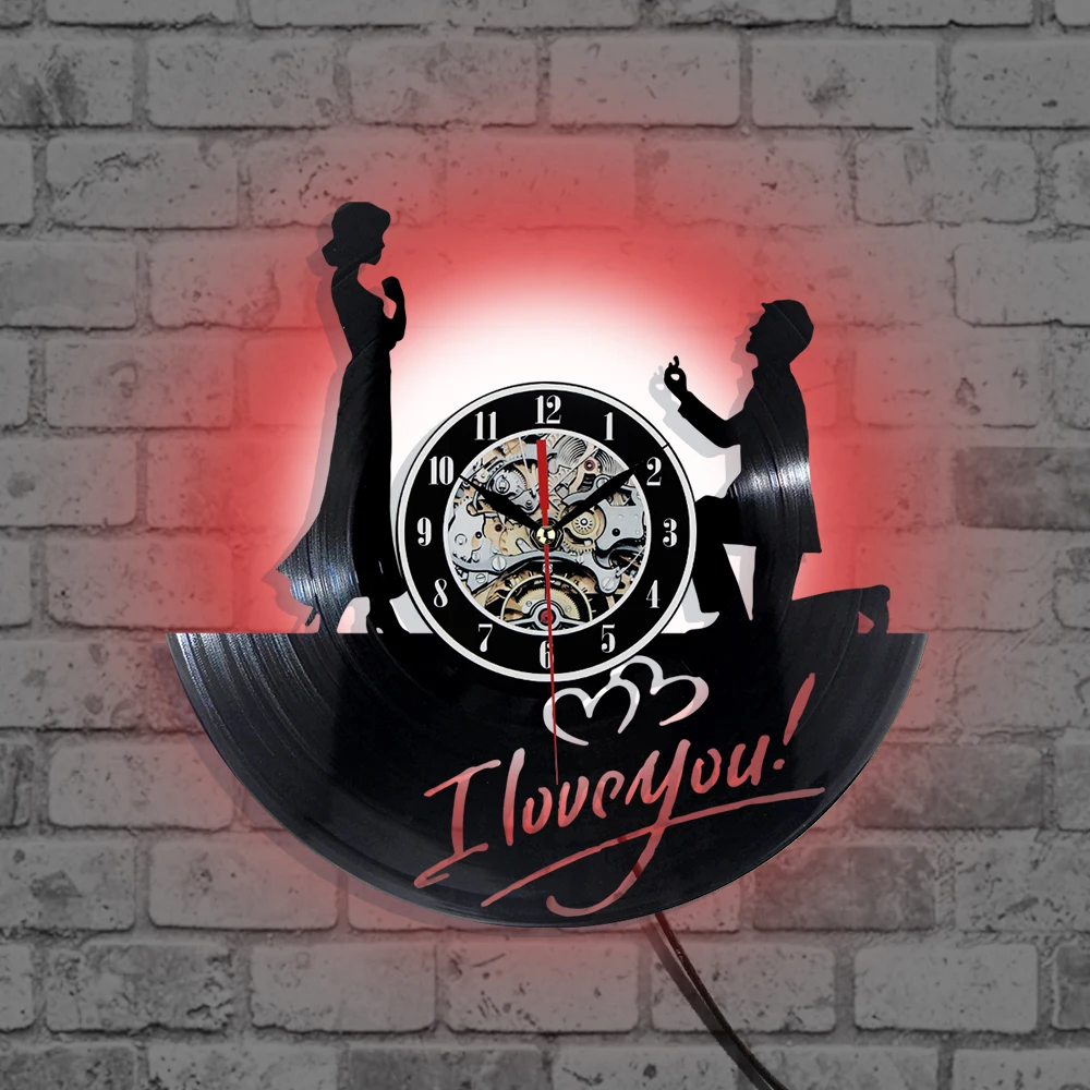

2020 Hot Sale Record Vinyl Wall Clock Man and Woman Proposal Theme Vinyl Wall Clock In Wall for Home Decor Record Clock Watch