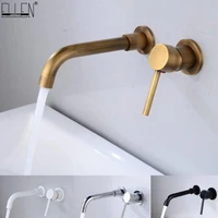 modern brass wall mounted bathroom basin faucet wall sink swivel spout bath mixer tap crane antique bronze finished elk202