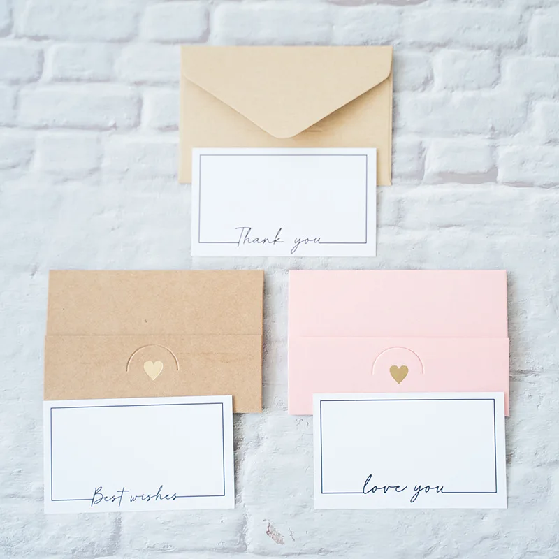 

(10 Pieces/Lot) Thank You/Bestwishes/Love You 3 Size White Card DIY Retro Birthday Message Greeting Card