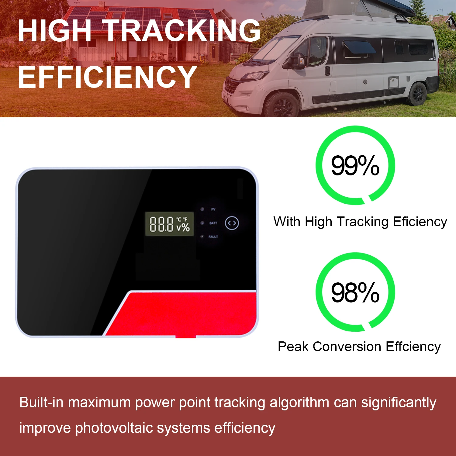 Контроллер заряда солнечной батареи с поддержкой Bluetooth и сенсорным экраном 20 А 40