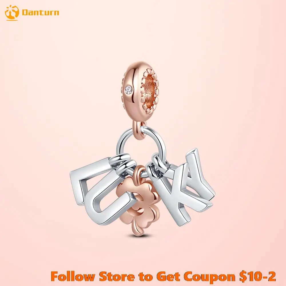 

Danturn 925 Sterling Silver Beads Luky Letter Separation Charm fit Original Pandora Bracelets Fashion Fine Jewelry Gift