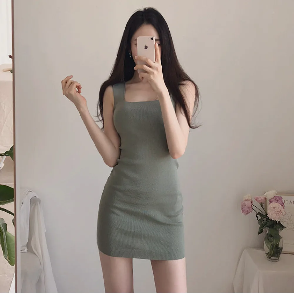 Платье женское Трикотажное короткое эластичный облегающий сарафан в стиле