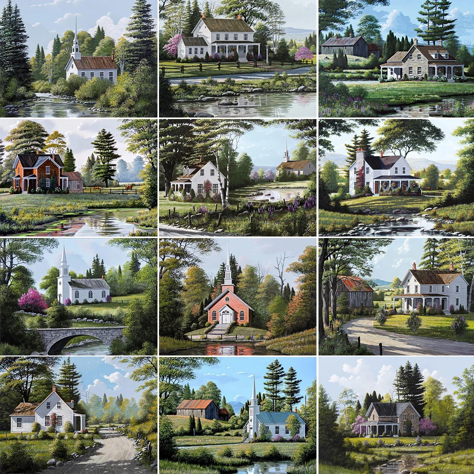 

5D DIY алмазная живопись пейзаж дом Набор для вышивки крестиком полная квадратная вышивка Мозаика Искусство Картина Стразы Декор