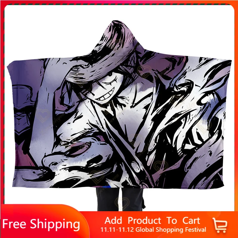 

Fashion One Piece Luffy Flannel Blankets 3D Print Anime Sofa Take A Nap Women Men for Beds Home Living Portable Covers