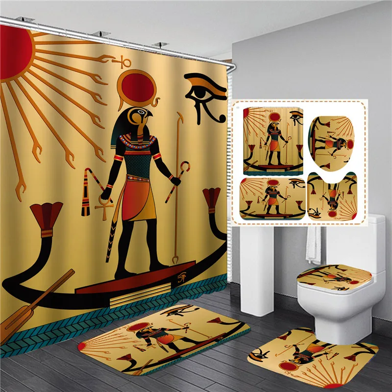 vintage african woman shower curtain set bathroom curtains bath carpet anti slip mats doormats soft toilet rugs home decoration free global shipping