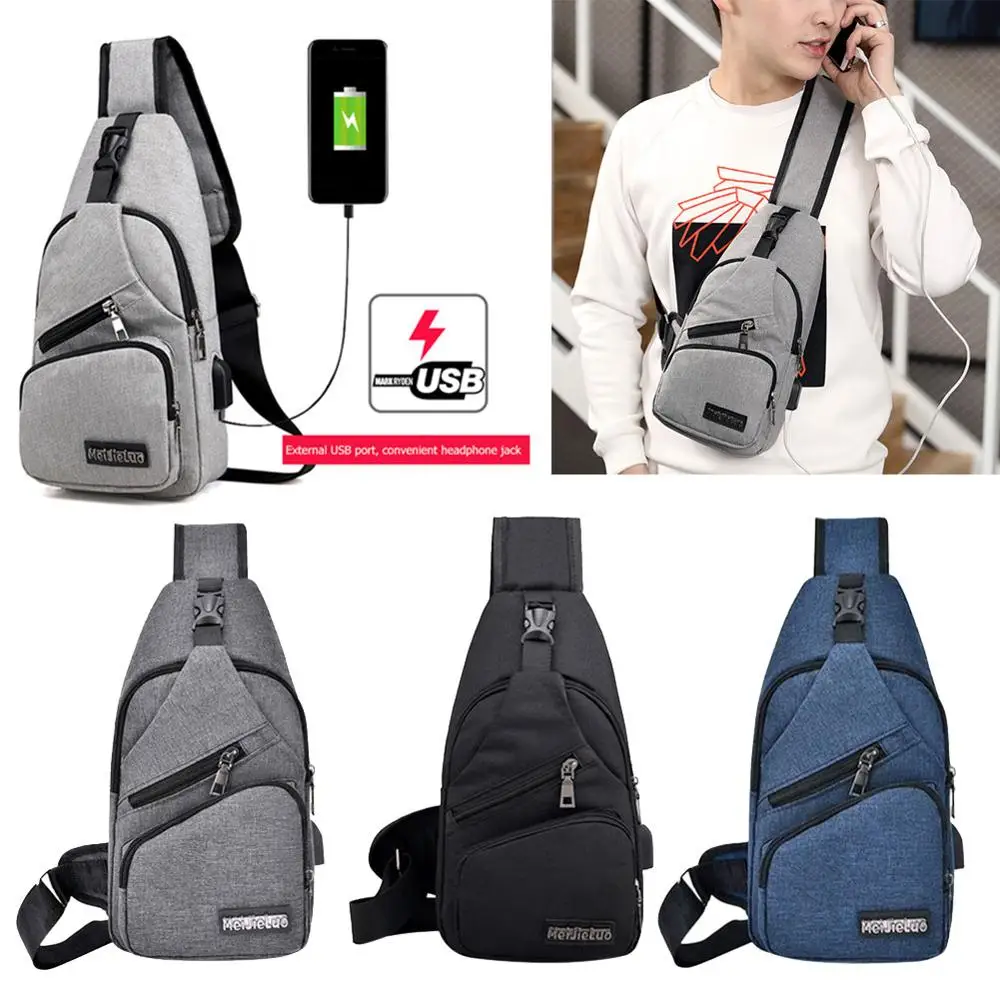 Модная мужская нагрудная сумка из ткани Оксфорд однотонная через плечо на молнии