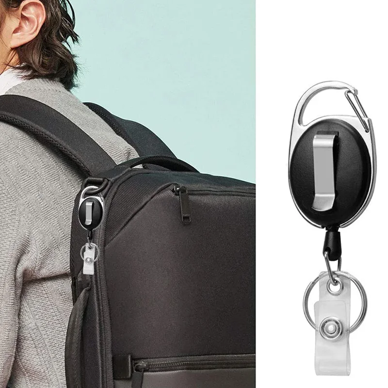 Выдвижной держатель значка Черный ID для карт с карабином катушка клип кольцо