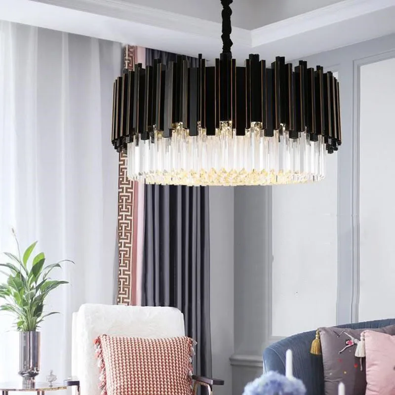 

New Manggic modern luxury fashion living room minimalist style black artist and restaurant crystal lamp Villa light chandelier