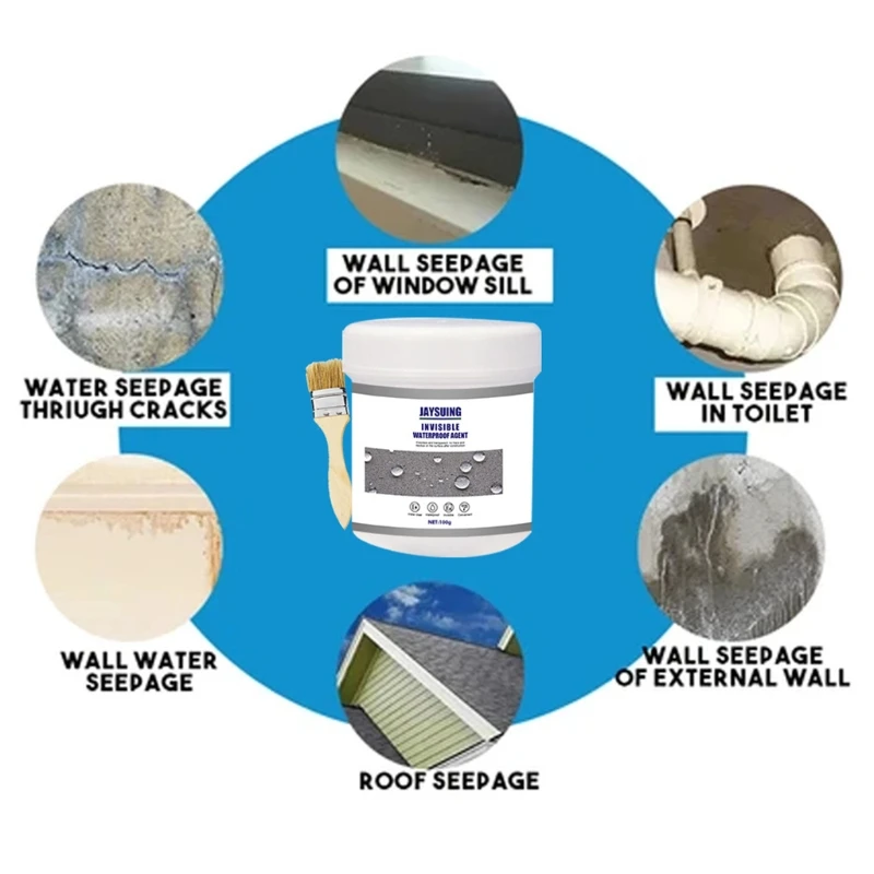 

50LB Innovative Sealer Mighty Paste Transparent Waterproof Glue Coating for Home House Bathroom Roof 30g/100g With Brush