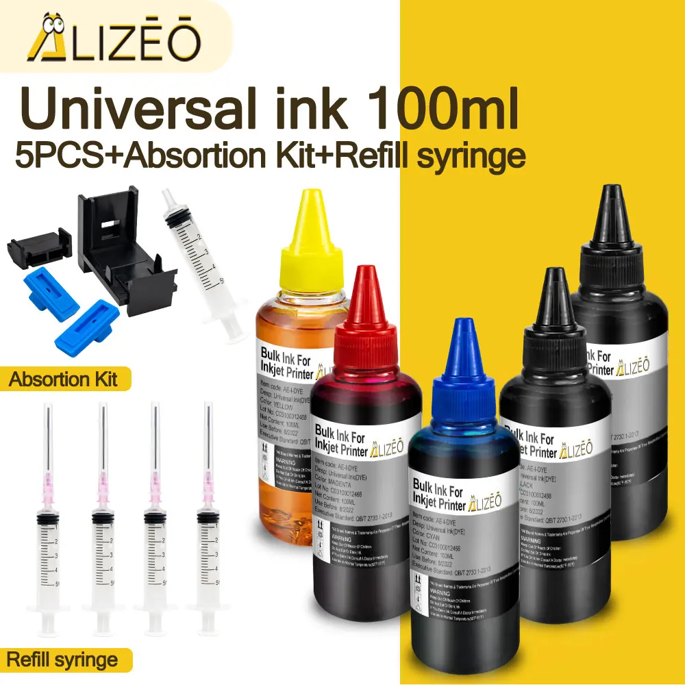 2-5 Pcs 100ML Universal Refill Ink Kit For HP Epson Canon HP Cartridge Inkjet Kodak Printer Ink For Canon 545 546 245 Printer