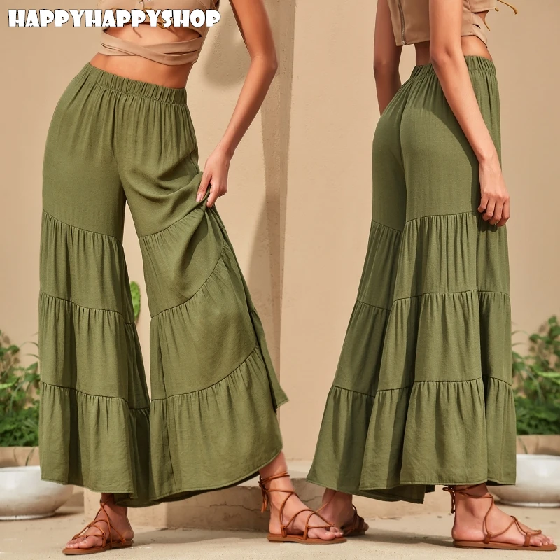 Брюки женские хлопковые с широкими штанинами модные повседневные Свободные