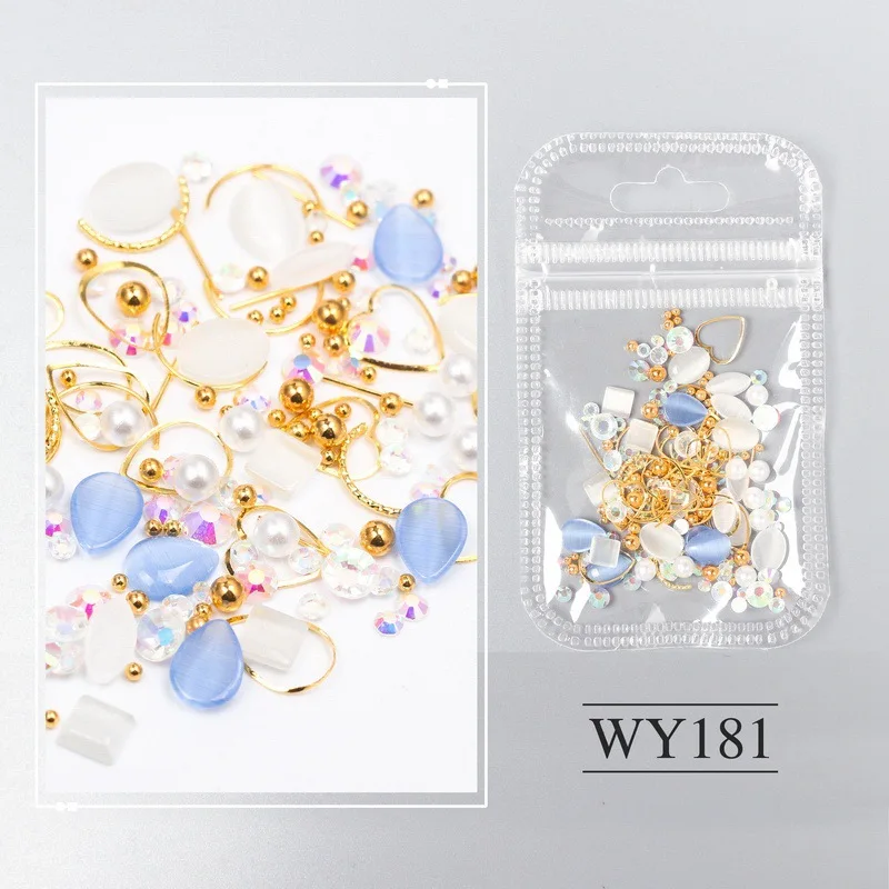 1 сумка с украшением в виде кристаллов и жемчугом золотая линия ногти