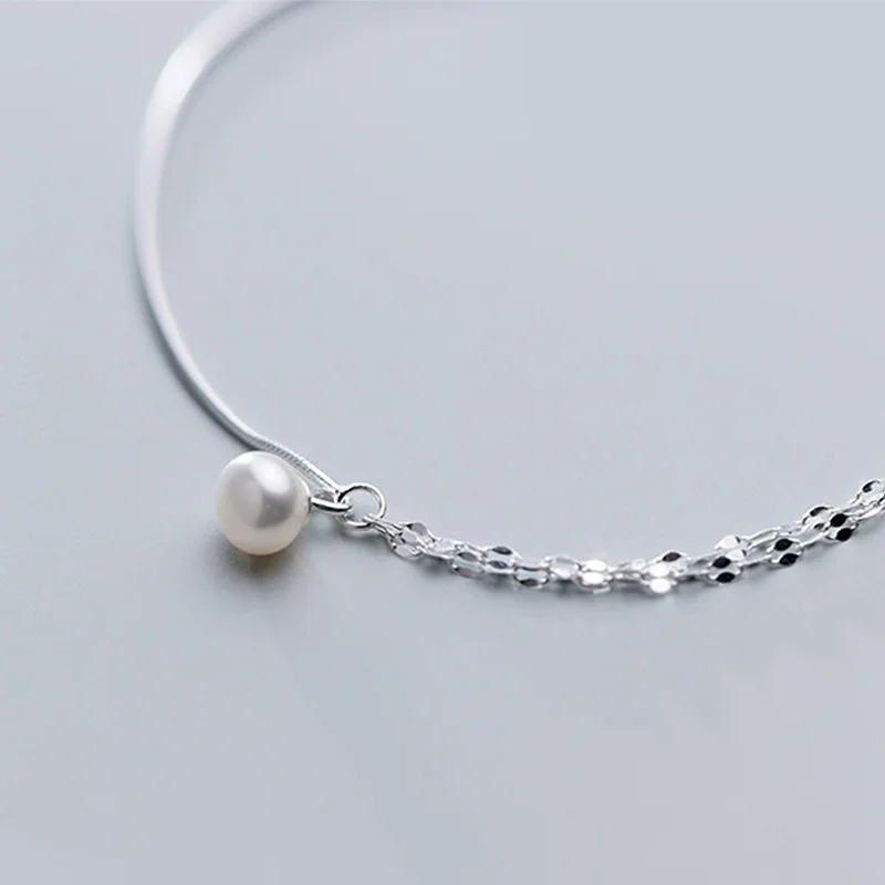 Жемчужные двухслойные браслеты на ногу серебро 925 пробы модные ювелирные изделия