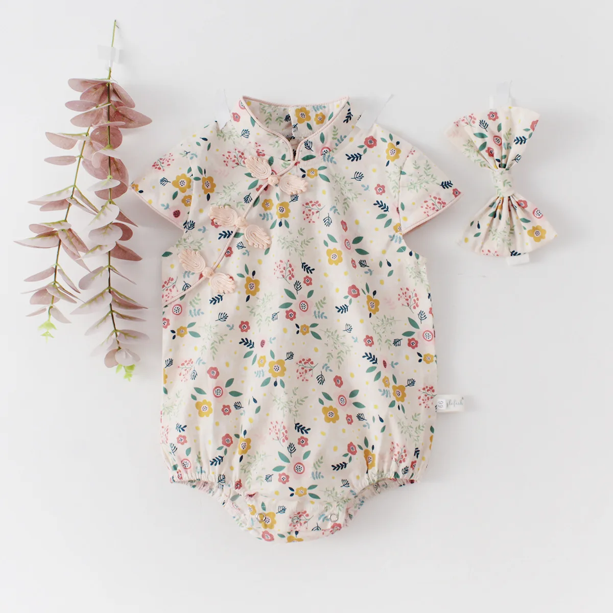 

Summer Autumn Floral Bodysuit Newborn Baby Girls Long Sleeve Jumpsuit Cotton Infant Girls Chinese Style Bodysuit Kids Clothes