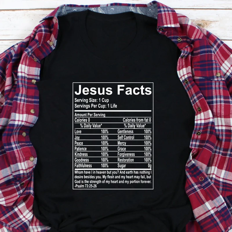 

Иисус факты футболка свободного покроя для женщин короткий рукав Hipster Кристиан топ, футболка, рубашка забавные унисекс калории футболка