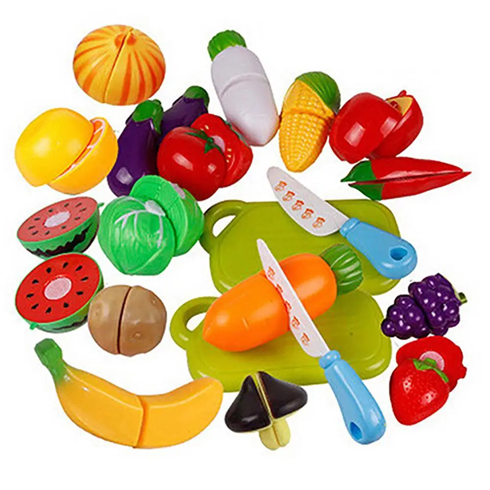 

Kitchen Plastic Fruit Vegetable Food Pretend Reusable Role Play Cutting Set