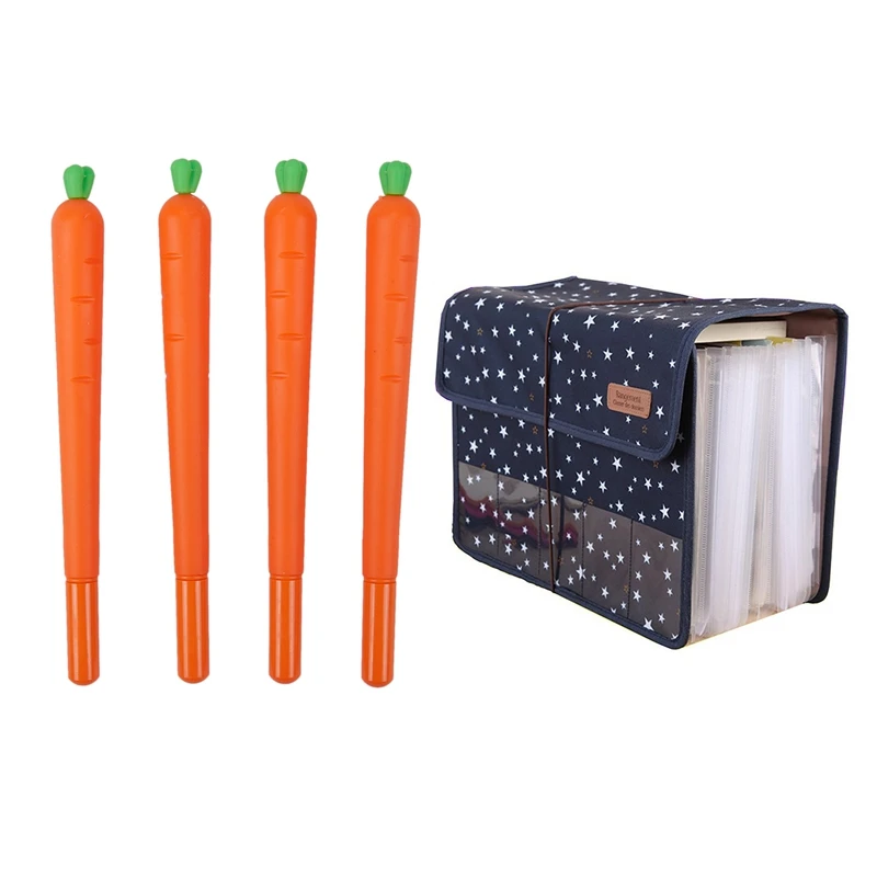 4 шт. ручка в форме морковки пластиковые черные чернила милые овощи и 1x