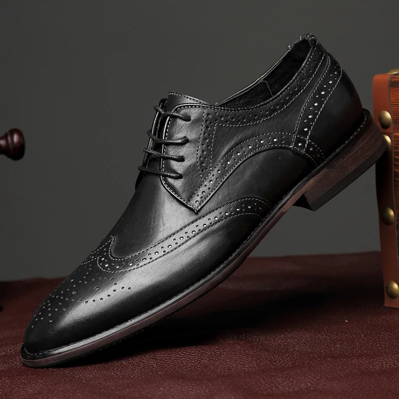 Броги Buty Meskie мужские из натуральной кожи деловые повседневные Zapatos De Hombre kpockobkn