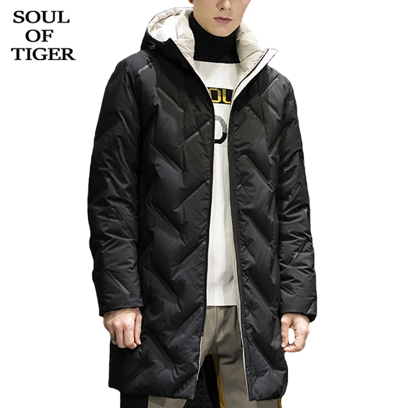 

SOUL OF TIGER European Luxury Brand Male Long Coats Mens Casual Hooded Winter Duck Down Jacket Vintage Oversized Hooded Parkas