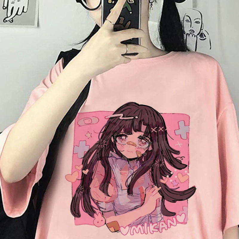 

Mikan Tsumiki Cartoon Anime Kawaii Sweet Girls Japan Streetwear Harajuku Casual Tops Ulzzang Vintage E-Girl Summer Women T-shirt