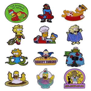 The Simpsons Bart Simpson Milhouse Tattoo Enamel Pin Badge 2 x badges set 
