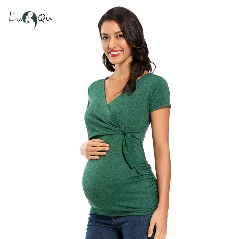 Женские футболки для беременных летние топы туника с запахом женская одежда