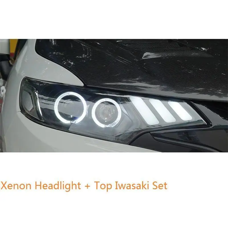MODEL F Указатель поворота, Стайлинг, Automovil, Drl, Led Assessoires, дневные ходовые огни, передние противотуманные фары, автомобильные фары в сборе, 18 для Honda Fit - Цвет: MODEL F