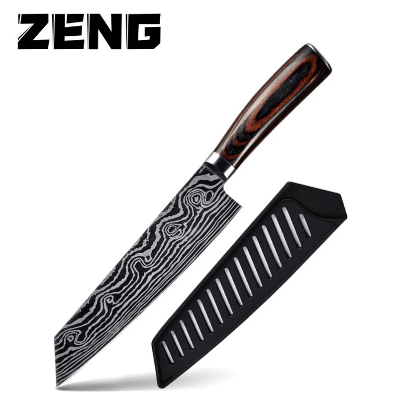 

ZENG Damascus Steel Broadsword Professional Chef Knife Beef knife Ultra Sharp Fish knife Cleaver Slice Knives Domineering knife