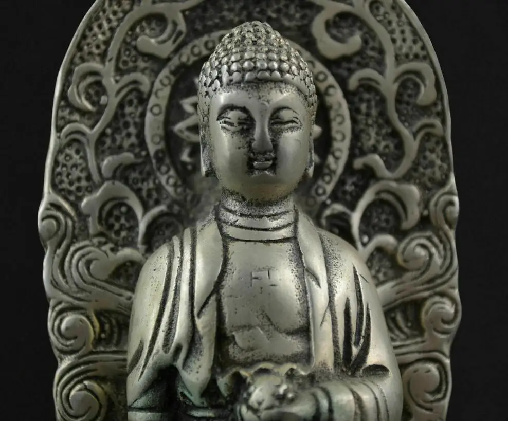 Серебряная подставка для тибетского буддизма цветок лотоса Шакьямуни Амитабха